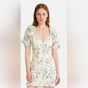 For Love And Lemons Cream Floral Mini Dress